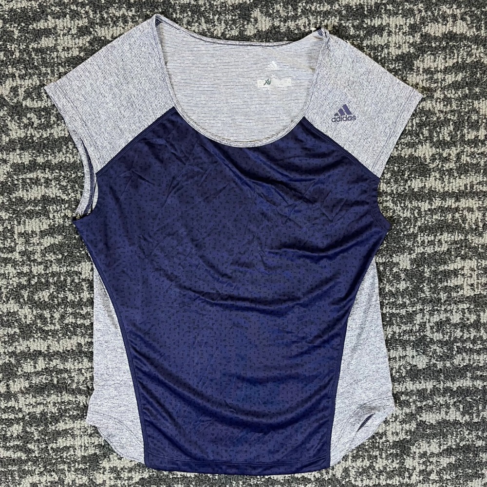 Adidas TKO SS Tee Womens Small Navy Blue Grey UPF 25 New Running Trainingβ Shirt